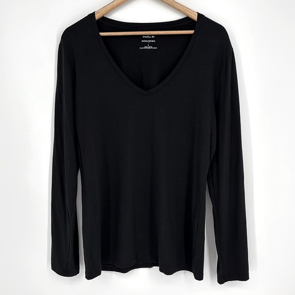 Banana Republic Factory Timeless Tee Long Sleeve Women’s Size Large Black EUC! - Picture 2 of 7